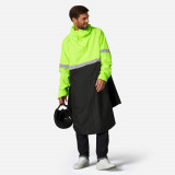 PONCHO PLOAIE VIZIBILITATE ZI ȘI NOAPTE 560 NEGRU-GALBEN FLUORESCENT, Btwin