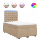 Cumpara ieftin Pat box spring cu saltea, cappuccino, 120x200cm piele ecologica