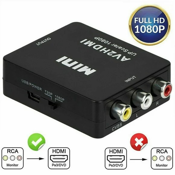 Adaptor AV la HDMI Cvbs la HD 720p 1080 Mini AV2HDMI Video Convertor Converter