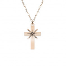Lea - Colier personalizat cruce din argint 925 placat cu aur roz