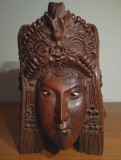 Masca asiatica veche |razboinica Mulan| lemn exotic sculptat