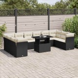 Cumpara ieftin Set canapele de grădină cu perne, 11 piese, negru, poliratan