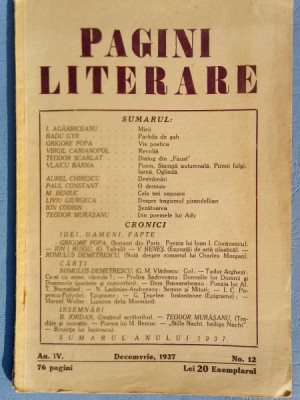 Revista Pagini literare nr.12/decembrie 1937 foto