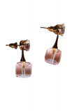Cercei eleganti la baza urechii, cristal de sinteza, aliaj metalic, Roz, 2.5 cm