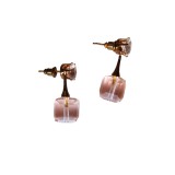 Cercei eleganti la baza urechii, cristal de sinteza, aliaj metalic, Roz, 2.5 cm