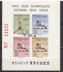 Haiti 1965 Olympic imperf. sheet black overprint with dot Mi.B30aI MNH M.104 foto