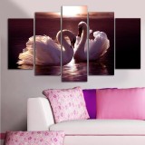 Cumpara ieftin Tablou MDF ( 5 buc ) Lebada, Multicolor, 60x110 cm