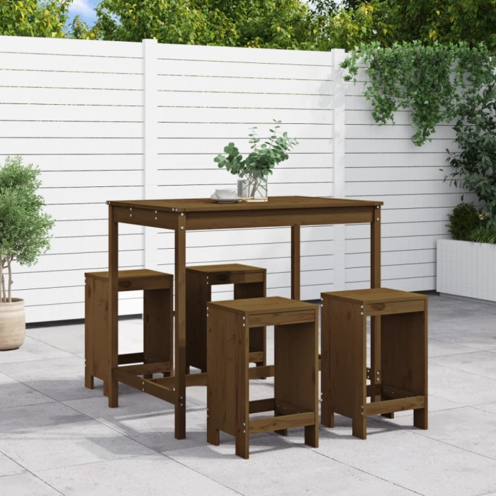 Set mobilier bar de gradina, 5 piese, maro miere lemn masiv pin GartenMobel Dekor