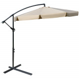 Outsunny Umbrelă de Soare pentru Grădină cu Braț Lateral din Metal, Baldachin Ajustabil, &Phi;265x265cm, Maro Deschis | Aosom Romania