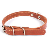 Zgardă de piele pentru c&acirc;ini - 22- 30cm, 10mm - maro, COLLAR