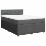 Cumpara ieftin Pat box spring cu saltea, gri inchis, 140x200 cm, textil