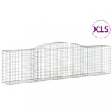 Cumpara ieftin Cosuri gabion arcuite 15 buc, 400x50x100/120 cm fier galvanizat