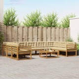 vidaXL Set de canapele de exterior cu pernă 10 pcs Natural și Bej 3368191