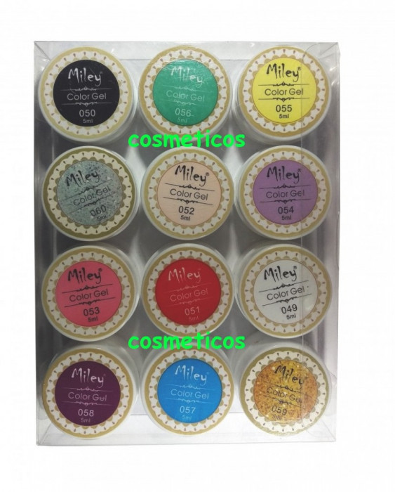 Set 12 geluri colorate Milley pentru unghii false / cu gel / geluri UV