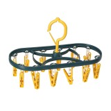 Uscator de Rufe Suspendat cu 12 Carlige, Rotire 360 Grade, Protectie Vant, Mateiral Plastic, Usor de Depozitat, Multifunctional, 30 x 12.5 cm, Albastr