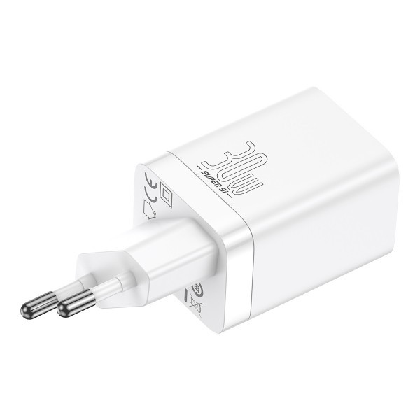 Incarcator Retea Baseus Super Si Pro, 30W, 3A, 1 x USB-A - 1 x USB-C, Alb CCSUPP-E02