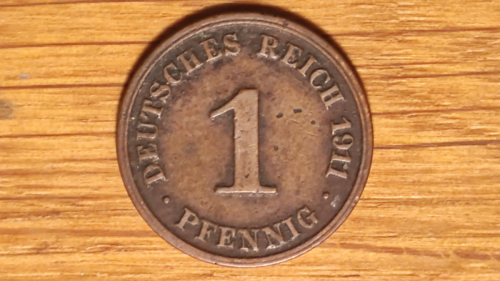 Germania - moneda de colectie istorica - 1 pfennig 1911 J - Hamburg - mai rara !