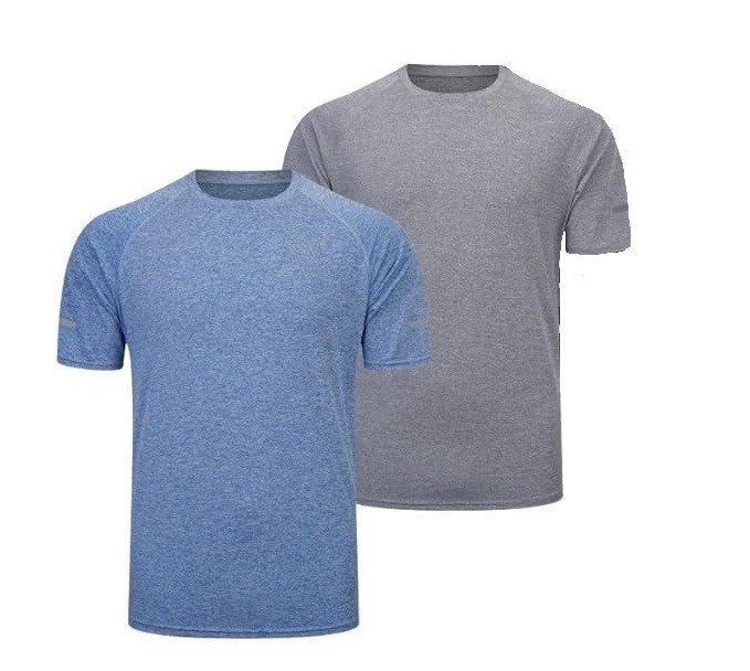 Set 2 tricouri cu maneca scurta pentru barbati Bsrpolry, gri albastru, XXL - OUTLET