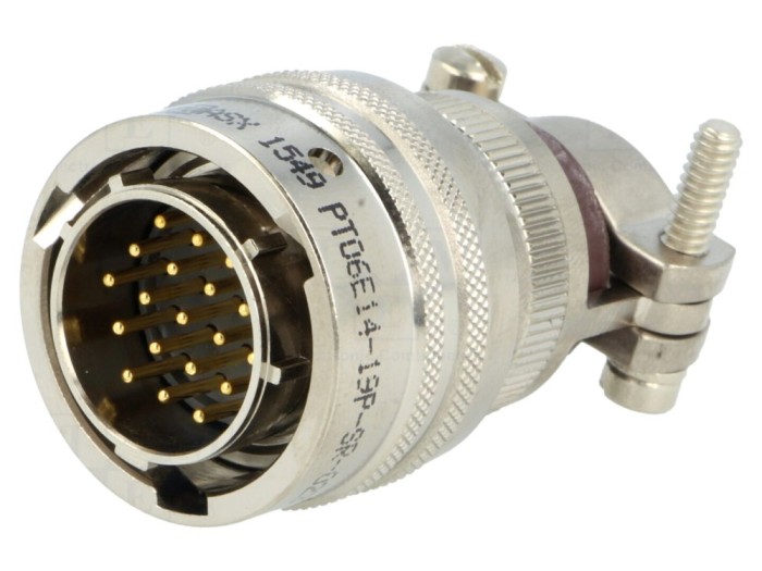Conector circular pe cablu, 19 pini, aurit