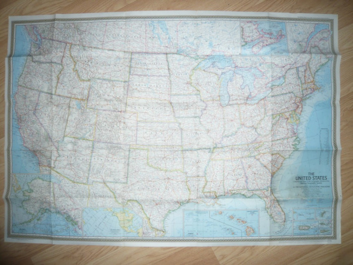 Harta SUA Ed.de National Geografic 1968 , dim.= 1,08x0,74m