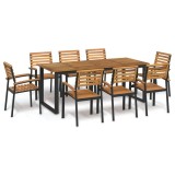 vidaXL Set mobilier de grădină, 9 piese, lemn masiv de acacia și metal 3155405