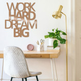 Decoratiune de perete, Work Hard Dream B&Auml;&plusmn;g, Metal, Dimensiune: 65 x 70 cm, Cupru, Tanelorn