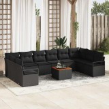 Cumpara ieftin Set de canapele pentru grădină 11 pcs Negru Rattan poli