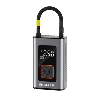 Compresor auto portabil Tellur, 150 PSI, 16L/min, 4000mAh, USB-C, aluminiu foto
