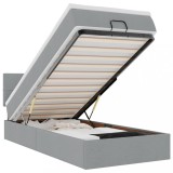 Cumpara ieftin Cadru de pat otoman cu saltea tesatura gri deschis 90x190cm