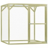 Coteț Găini VidaXL, 1.5x1.5x1.5m, Lemn Pin Trat FSC, Rezistent Intemperii, Verde/Argintiu, Pui/Rațe/G&acirc;ște