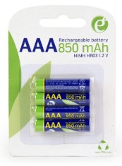 ACUMULATOR GEMBIRD AAA (R3), 1.2V NiMH 850mAh, 4 buc., &quot;EG-BA-AAA8R4-01&quot; (timbru verde 0.16 lei)