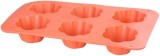 Forma din silicon MagicHome pentru 6 muffins, model floare, rosie 28,6x17,2 cm
