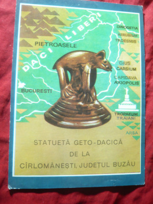 Ilustrata - Statueta Geto-Dacica - Cirlomanesti jud. Buzau ,ed.1977 foto