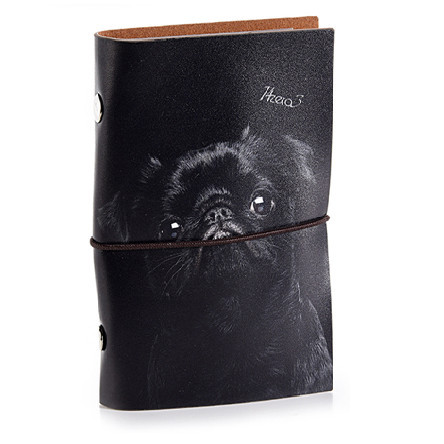 Suport card din piele, print animal, negru, 20 de compartimente, model 3