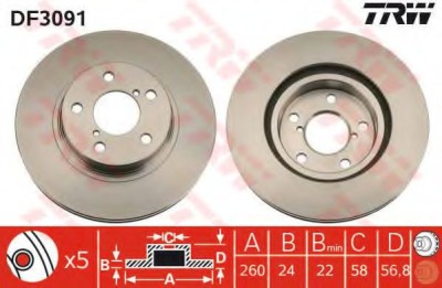 Disc frana SUBARU IMPREZA Hatchback (GR, GH, G3) (2007 - 2016) TRW DF3091 foto