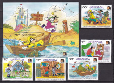 Grenada 1985 Disney Grimm MI 1423-1427 + bl.148 MNH foto