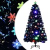 VidaXL Brad Crăciun cu LED fulgi de zăpadă, negru 120 cm fibră optică 328461
