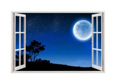 Autocolant decorativ, Fereastra, Planete, Multicolor, 83 cm, 43ST foto
