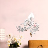 Cumpara ieftin Sticker Oglinda Acrilica Argintie,Butterfly, Floral