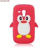 Husa Silicon 3D Penguin Sony Xperia J ST26i Rosu