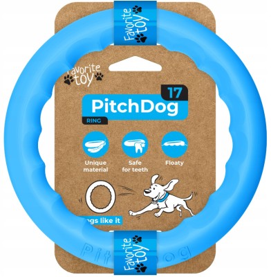 PitchDog, Jucarie Inel pentru caini, albastru, 17cm foto