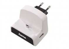 Statie de incarcare Hama 124506 cu racorduri micro USB si USB Alb foto