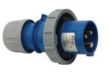 Fisa stecher pe cablu 3 poli 16A 1P+N+PE drept 230V albastru IP67 6h CEE 122x71mm