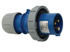 Fisa stecher pe cablu 3 poli 16A 1P+N+PE drept 230V albastru IP67 6h CEE 122x71mm