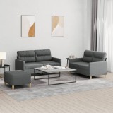 VidaXL Set de canapele cu perne, 3 piese, gri &icirc;nchis, textil