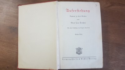 Auserstehung - &amp;Icirc;nvierea : Lev Tolstoi, 1925, in limba germana, foto