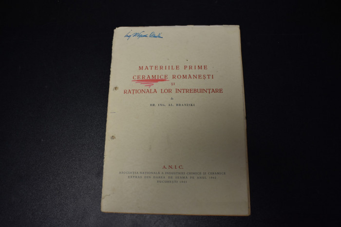 Al. Braniski Materiile prime ceramice romanesti si rationala lor intrebuintare