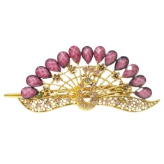 Clama de par in forma de Paun, Vintage, 12 cm, Mov, 68BJ