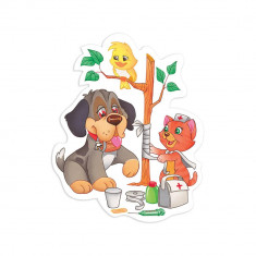 Sfantul Bernard Si Cat : Cadou Autocolant : Dog Puppy Pet Nurse Cartoon Animal foto