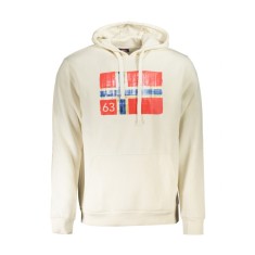 Hanorac bărbați fară fermoar cu imprimeu cu logo, Alb, XL
